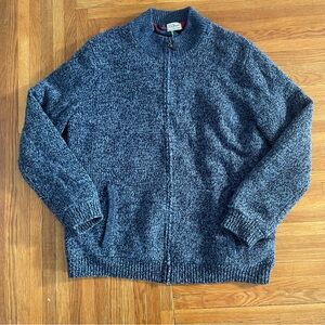 L.L. Bean Men's Heathered Blue Wool Lined Zip-Up Sweater